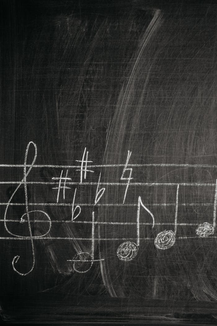 Music Notes Written on a Chalkboard